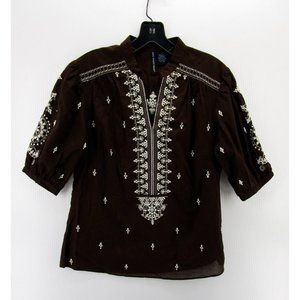 St Tropez West Top Small Pullover Blouse Hippie Boho 3/4 Sleeve